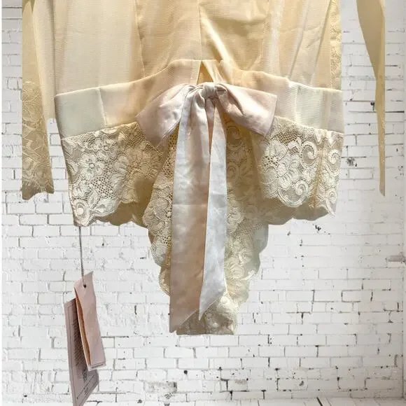 We Are HAH Take HAH Bow Reversible Bodysuit Creme Shear Lace Plunge NWT size M - Picture 13 of 15